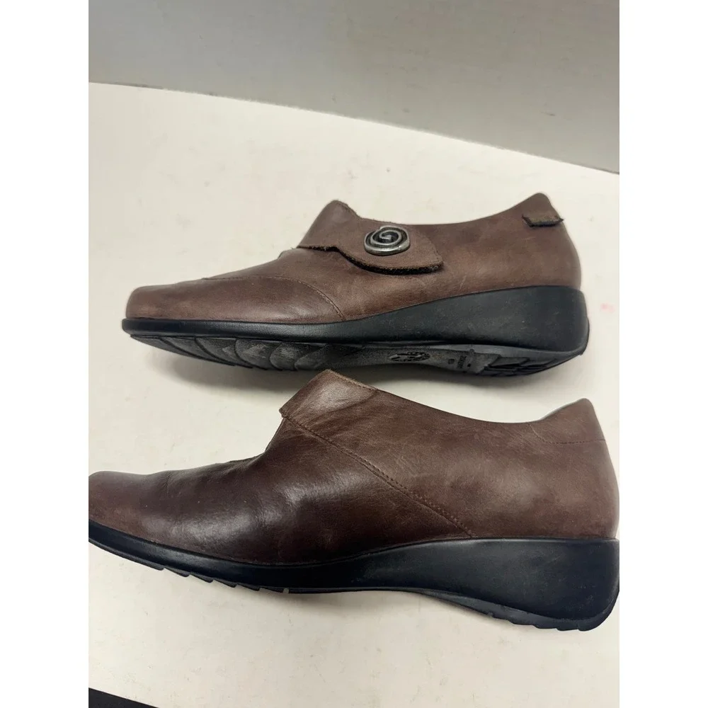 Mephisto Air-Jet Brown Leather Wedge Loafers Shoes Womens 5.5 22750 305 228